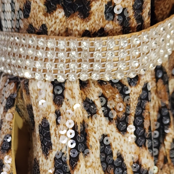 Leopard Sequined Jumpsuit By Gail McGinnis Productions Gold Size M - Picture 4 of 8